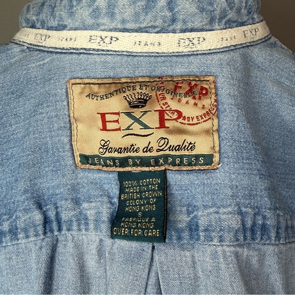 Vintage Express Denim Button-Up Shirt – Light Wash – Made in Hong Kong - Picture 6 of 6